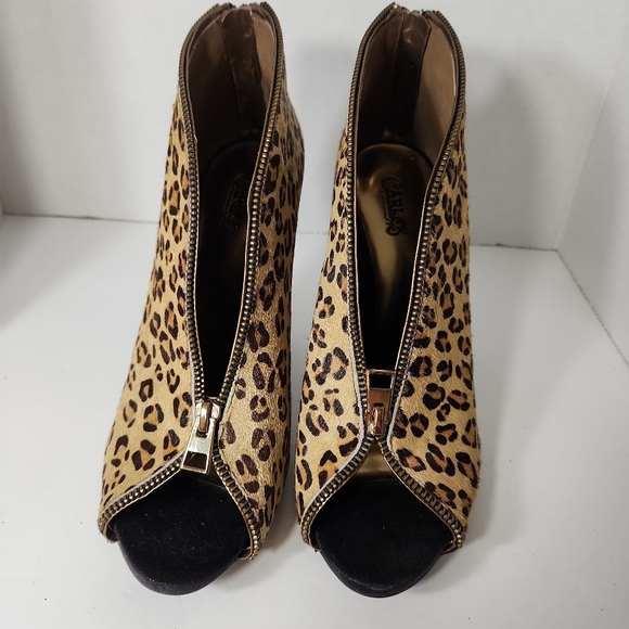Carlos by Carlos Santana Veruca leopard print heeled open toe bootie size 10 - Picture 2 of 6